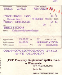 Bilet na osob. do S�dziszowa