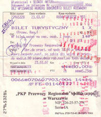 Bilet turystyczny - 1 klasa