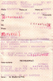 Bilet na osob. do S�dziszowa