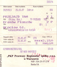 Bilet na osob. do S�dziszowa