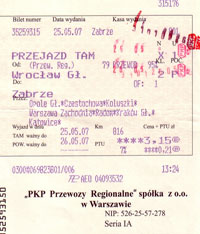 Bilet na osob. do S�dziszowa