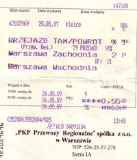 Bilet na osob. do S�dziszowa